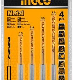 1.5-4mm Bộ 4 mũi khoan kim loại HSS INGCO AKD1401